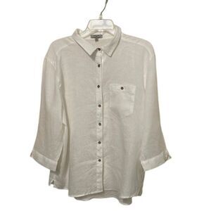 Hester & Orchard White Linen Button Up Top Womens Size Extra Large
